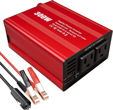 300W Power Inverter 12V DC to 110V AC, Car Charger with 2 AC Outlet  2 USB