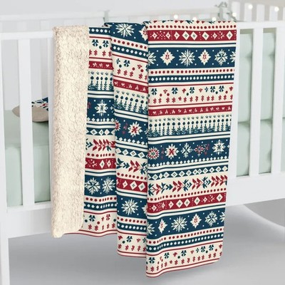 Whimsical Nordic Winter Sweater Pattern Cozy Blanket