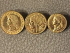 Vintage Miriam Haskell Vintage Coin Motif Brooch Gold Tone Round Signed 3 Inch
