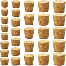 30Pcs Cork Stoppers, Wooden Tapered Wine Bottle Stoppers Replacement Corks