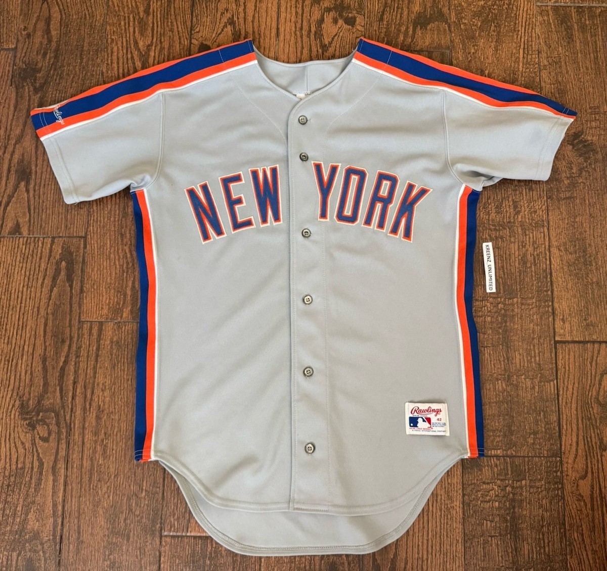 Rare Authentic Rawlings New York Mets Road Jersey w Racing Stripe