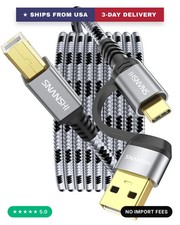 USB B to USB C 10 FT, Nylon Braided USB C to USB B Printer Cable for Pri