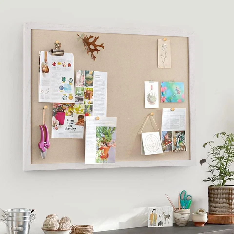 Large Cork Bulletin Board 23x18 - Wood Frame, Linen Surface - Image 4 of 4