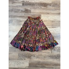 Vintage 90s Bila Cotton Patchwork Tiered Maxi Skirt Boho Whimsigoth Hippie M