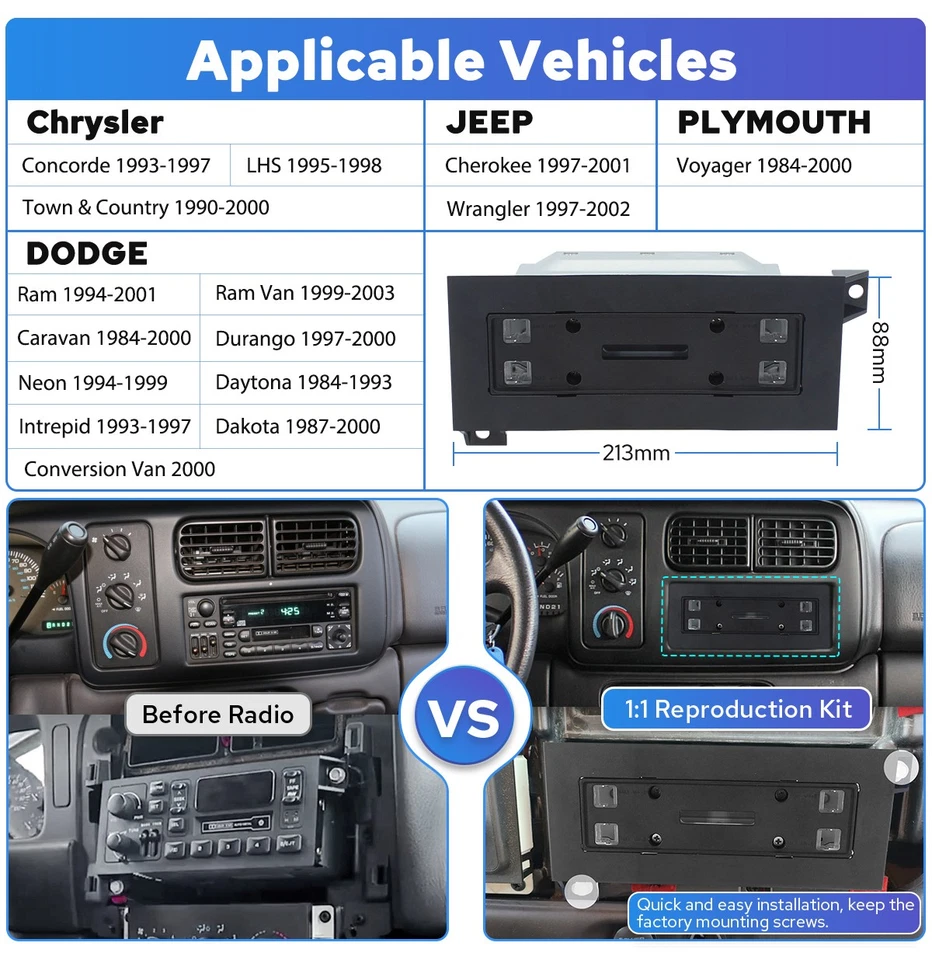  JOYING Qualcomm Head Unit 7 inch For Cherokee 1997-2001 with Volume Knob FM BT - Image 3 of 4