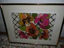 Vogart Crewel Mod Floral Bouquet Vintage 11x1...