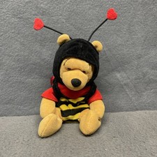 Vintage Valentine Winnie The Pooh BumbleBee The Disney Store 8" Beanie Plush