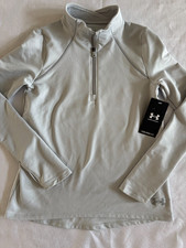 UNDER ARMOUR GIRLS COLD GEAR GREY LONG SLEEVE SHIRT HALF ZIP SIZE YOUTH MEDIUM