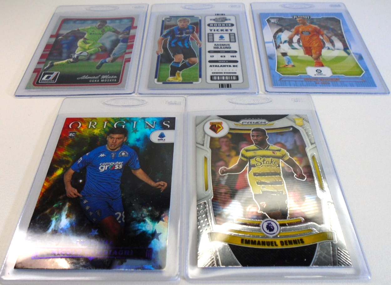 International Futbol Soccer Rookie Card Lot 5pc RC Dennis Hojlund Musa Cambiaghi view 2