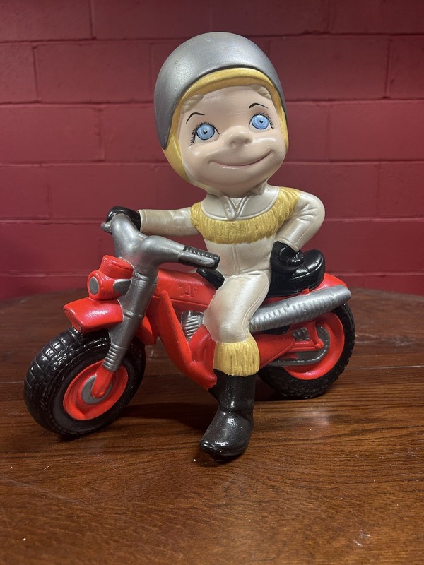 Vintage Atlantic Mold Company MAC / Smiley Boy & His Motorcycle Hand  Painted