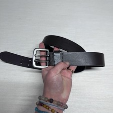 Black Double Grommet Leather Belt Men s Small 30 Preppy Classic