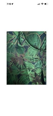 Nova Luxe Fashion Nova Jacquard Maxi Dress Gown Green Gold Floral 1X US 14-16
