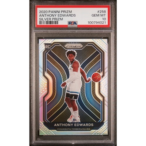 2020-21 Panini Prizm Anthony Edwards Silver Prizm True Rookie PSA 10