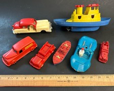 SEVEN Vintage 50s-60s Plastic Car  Boat Lot by Renwal Ideal Hasbro Zee