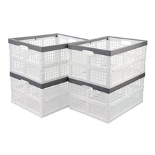 4-Pack 30 L Plastic Collapsible Crates, Stackable Storage Bins
