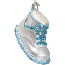 Old World Christmas Blown Glass Ornament for Christmas Tree, Blue Baby Shoe