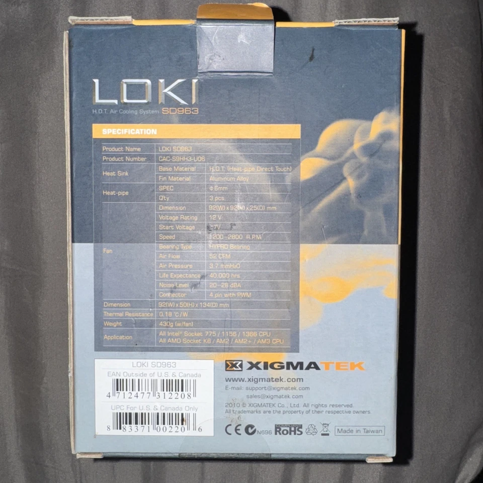XIGMATEK LOKI SD963 92mm HYPRO Bearing CPU Cooler - New in Open Box - Image 3 of 3