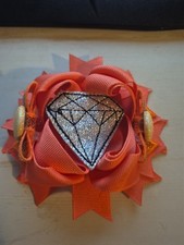 Diamond felted center 4.5" Hair bow W/clip