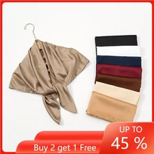 Satin Square Scarf Women Bandana Muslim Head Wrap Turban Scarf Hijab Hat 90*90cm