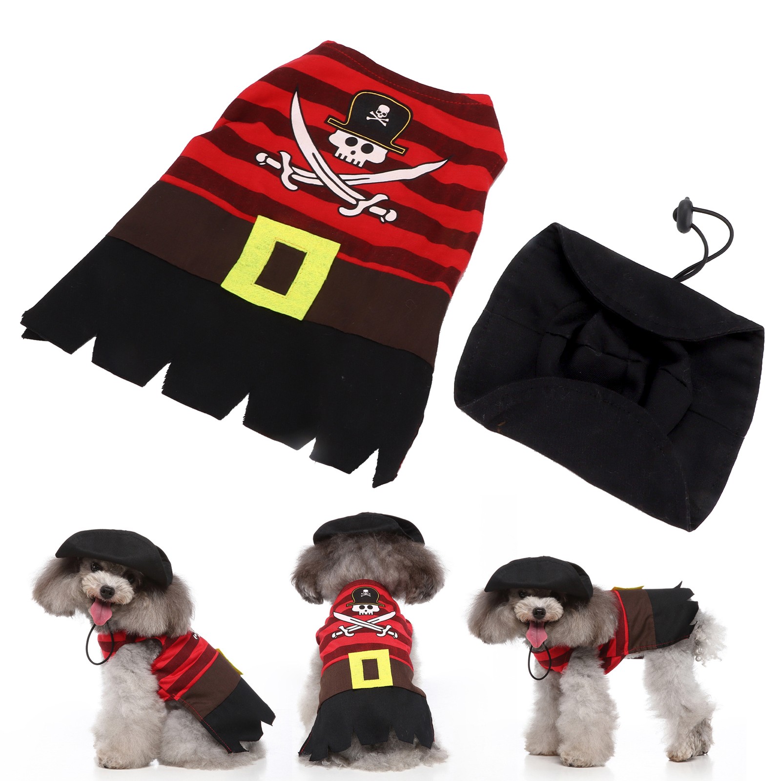 Pet Costume Machine Washable Halloween Dog Pirate Costume For Puppies And
