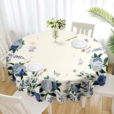 Round Table Cloths 60 in, Floral Tablecloth 60",Round, Hydrangea