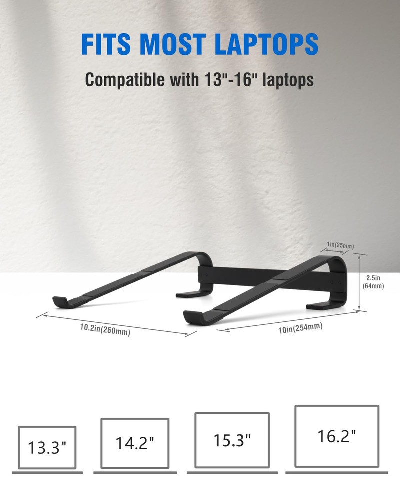 Ergonomic Aluminum Laptop Stand for Desk - Sturdy MacBook Riser with Cooling Vent