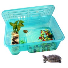 kathson Turtle Tank Aquarium, Turtle Habitat Reptile Plastic Terrarium Safe Dura