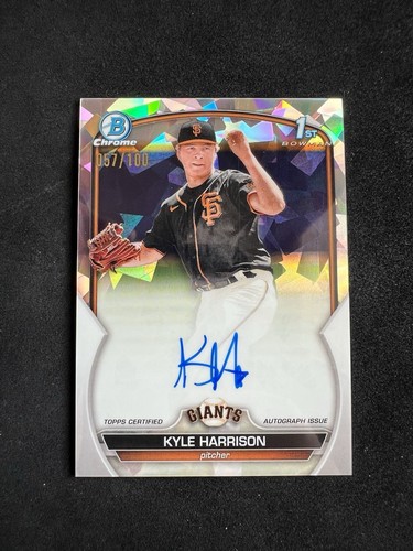 Kyle Harrison 2023 Bowman Chrome 1st Auto Atomic Refractor /100 Giants