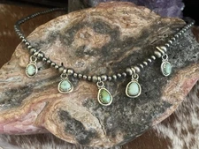 Palomino  Turquoise Paloma Charms Sterling Silver Pearls Necklace