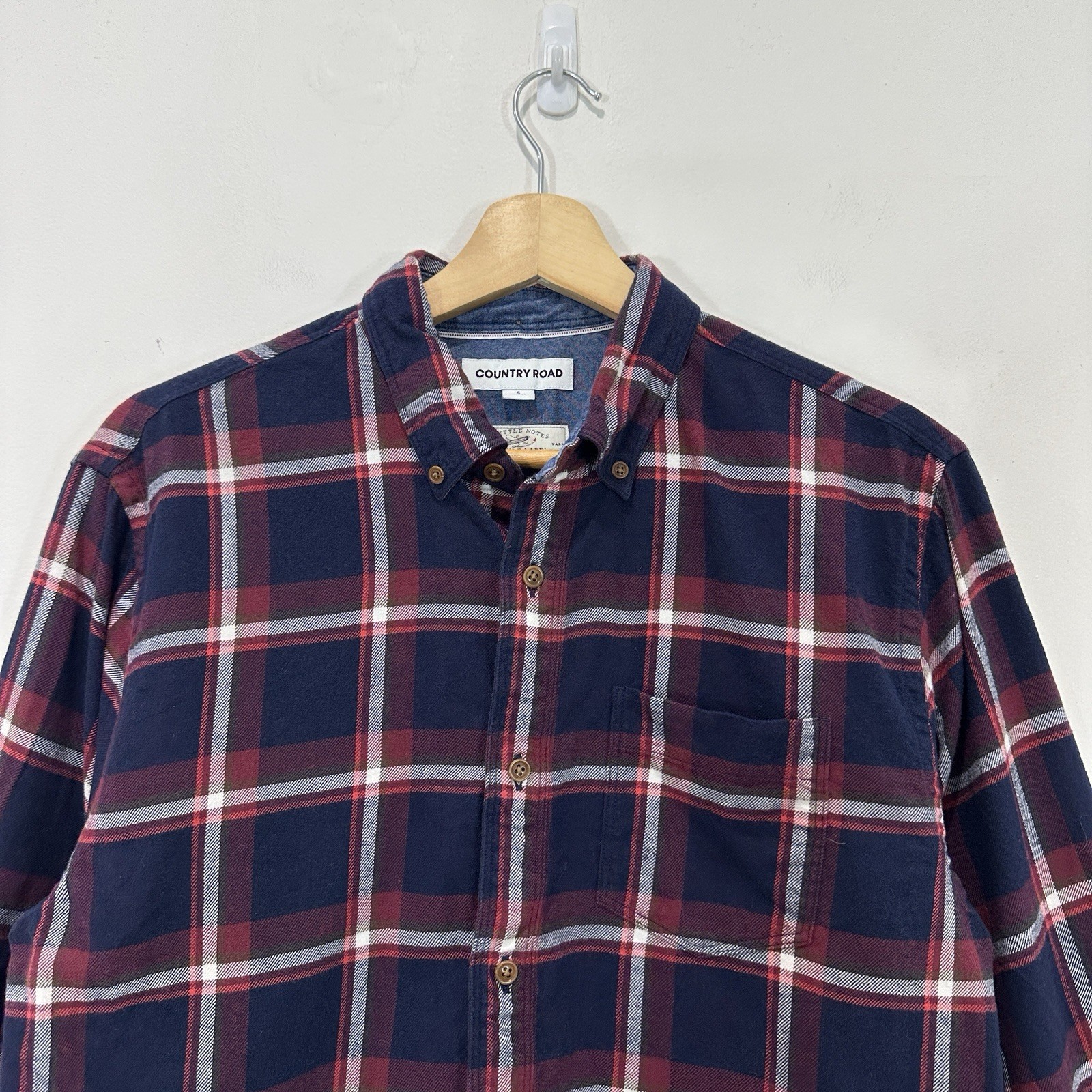 Country Road x Shuttle Notes Shirt Men S Blue/Red Check Button Cotton image 7