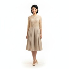 Miss Elliette Vintage Beige Lace Dress Size 12