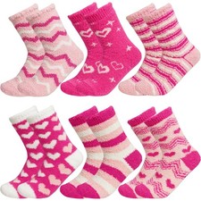 Woozettn 6 Pairs Fuzzy Socks for Women, Valentines Day Gifts for Her, Warm Co...