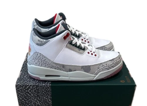 Nike Men 8.5 Air Jordan 3 Retro ‘Wings’ White Fire Red Green HM6993-100 Sz 8