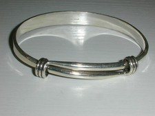 MODERNIST ED LEVIN STERLING SILVER SIGNATURE SLIDE BANGLE BRACELET-COIL  8"!