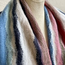 LOFT Multicolor Long Fringe Scarf Wrap Shawl Soft Acrylic 84 Blue Boho Cozy
