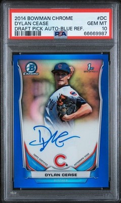 2014 BOWMAN CHROME DRAFT PICK AUTO BLUE REFRACTOR DYLAN CEASE #DC 91/150 PSA 10