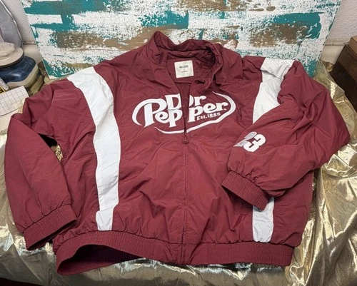 Hollister Dr Pepper Graphic Racing Jacket Coat Men's Size Large Full Zip - product listing photo