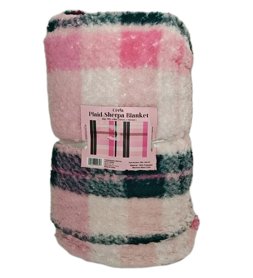 Cerla Sherpa Holiday Plaid Felpa Marrón Cuadros 3 Mantas 50/60" Nuevo Foto 2 de 4