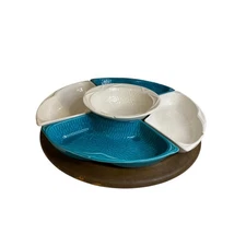 Vintage Maurice Calif USA S-14 6 Piece Lazy Susan Appetizer Tray Chip Dip