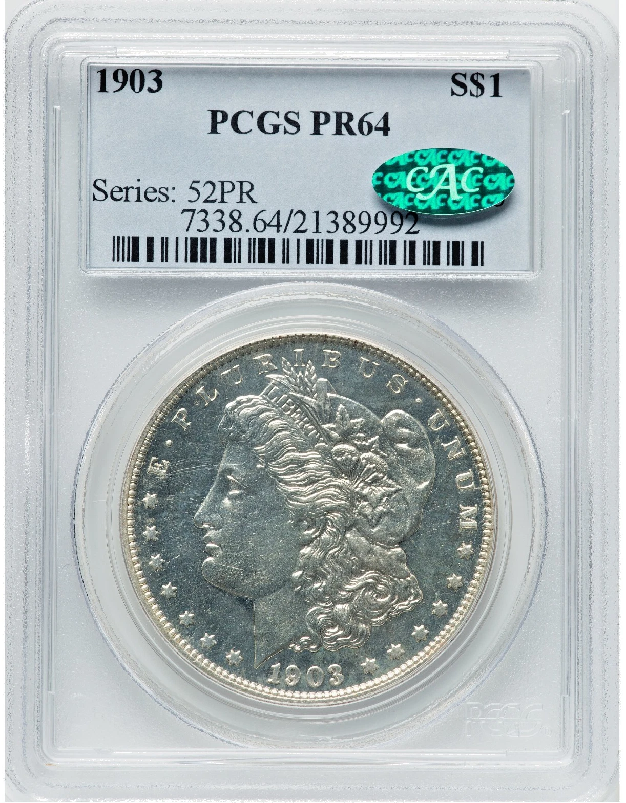 1903 MORGAN SILVER DOLLAR  $1 PCGS PR64 SUPERB EYE APPEAL W/ PREMIUM CAC SEAL