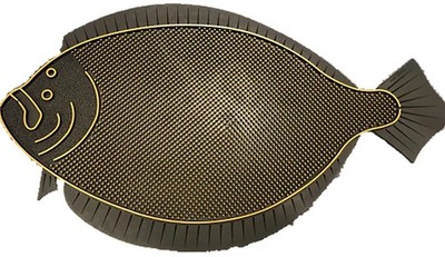 Doormat Flounder Black Rubber Fish - Small Size 30'' x 17'' - New