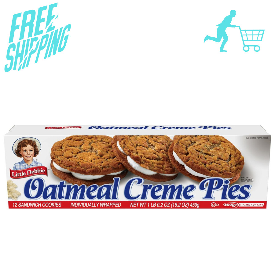 Little Debbie Oatmeal Cr&egrave;me Pies, 12 Individually Wrapped Sandwich Cookies, 16.2