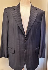 Brioni Blazer Mens 2 Button Wool Suit Jacket 44R Black Pinstripe Super 150s