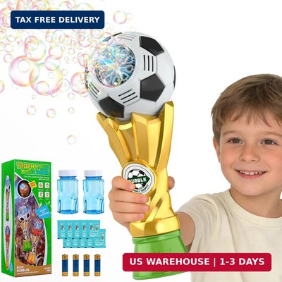 Football Trophy Bubble Wand,Soccer World Cup Bubble Machine for Kids,Light Up Bu