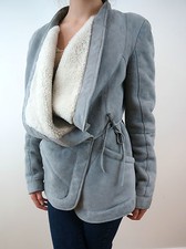 Bui De Barbara Bui Designer Grey / Cream Shearling Sheepskin Jacket Sz 36 Uk8