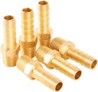 6 pcs 3/8" Barb to 1/4" NPT, Air Hose Barb Pipe Fittings Male Threaded, Adapter,