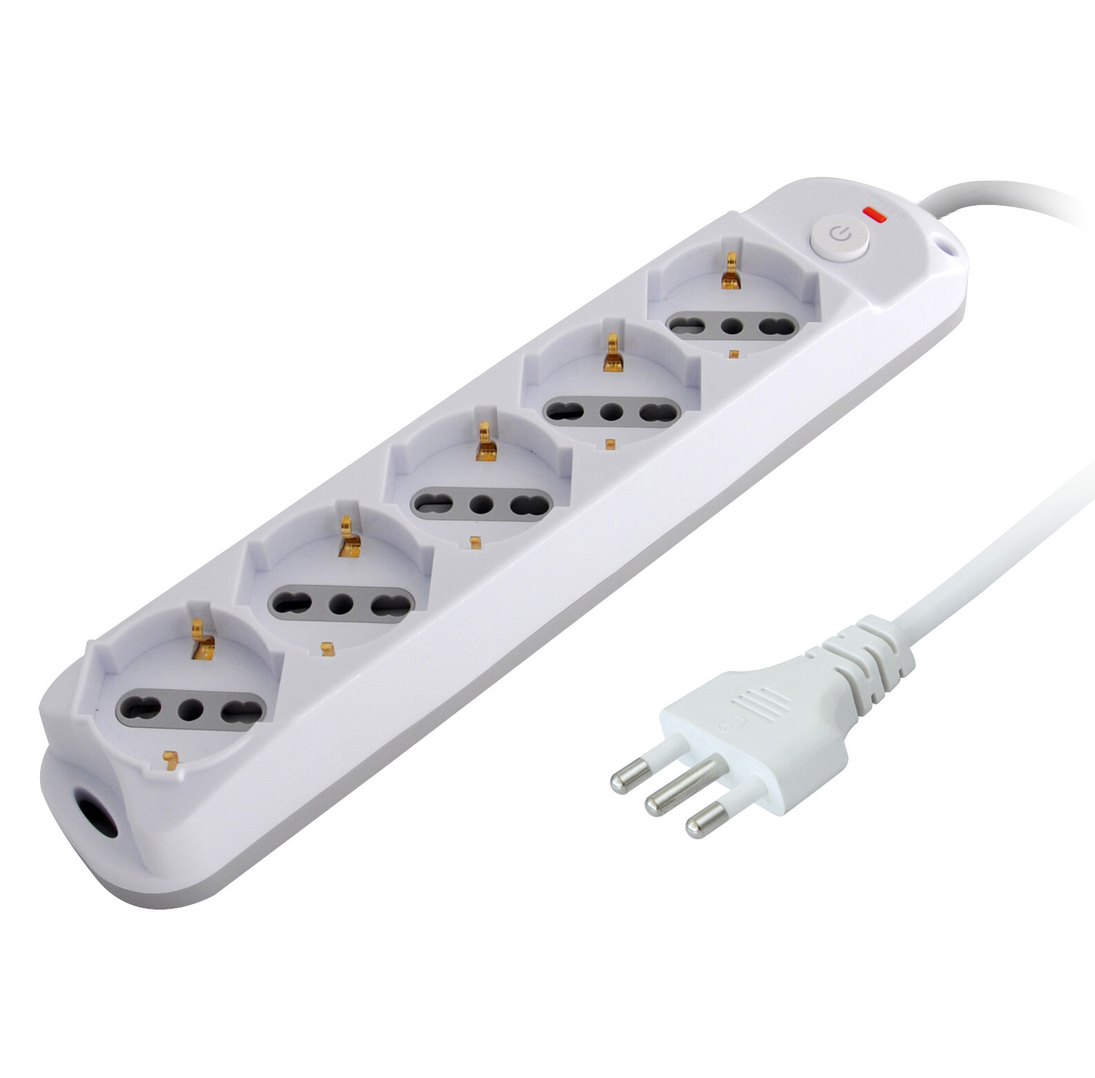 Techly Presa Multipla a 5 Posti Italiana Bipasso/Schuko Spina 16A