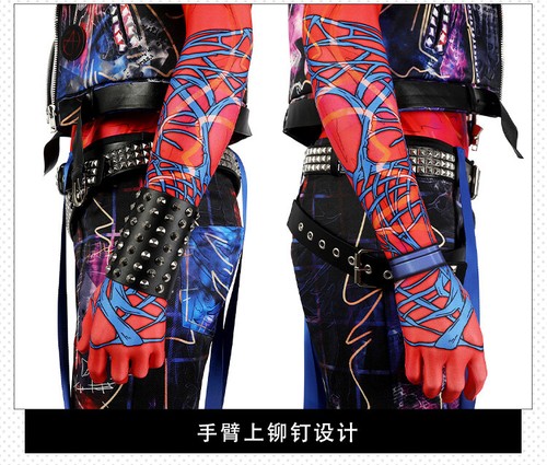 Spiderman Across The Spider-Verse Hobie Brown Cosplay Men Costume Punk Halloween - Picture 13 of 22