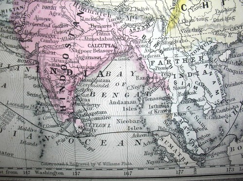 Origial 1860 Mitchell Map of Asia Political Divisions Travel Routes 12.5 X 15.25 - Picture 11 of 11