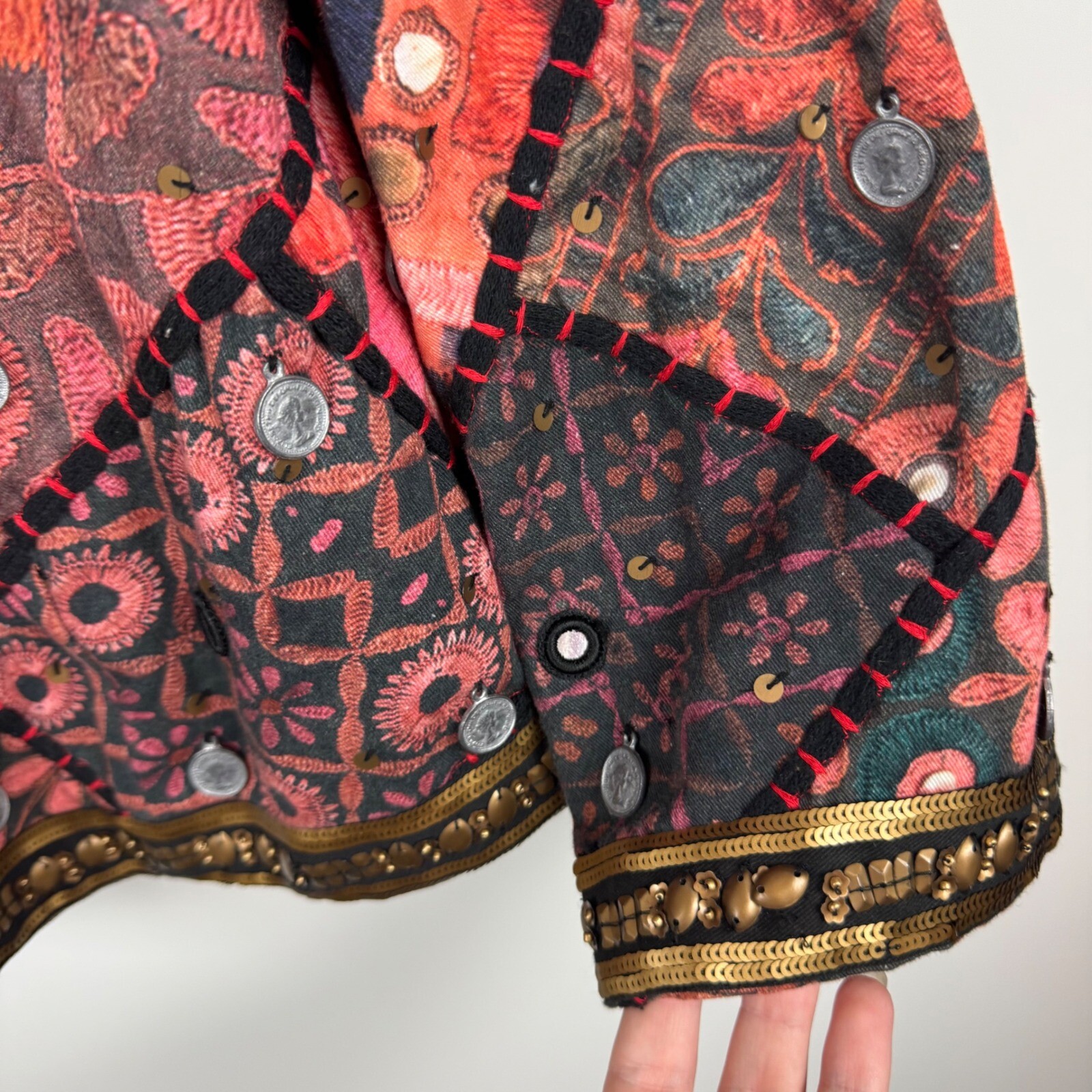 Soft Surroundings Patchwork Jacket Medium Sequin … - image 4